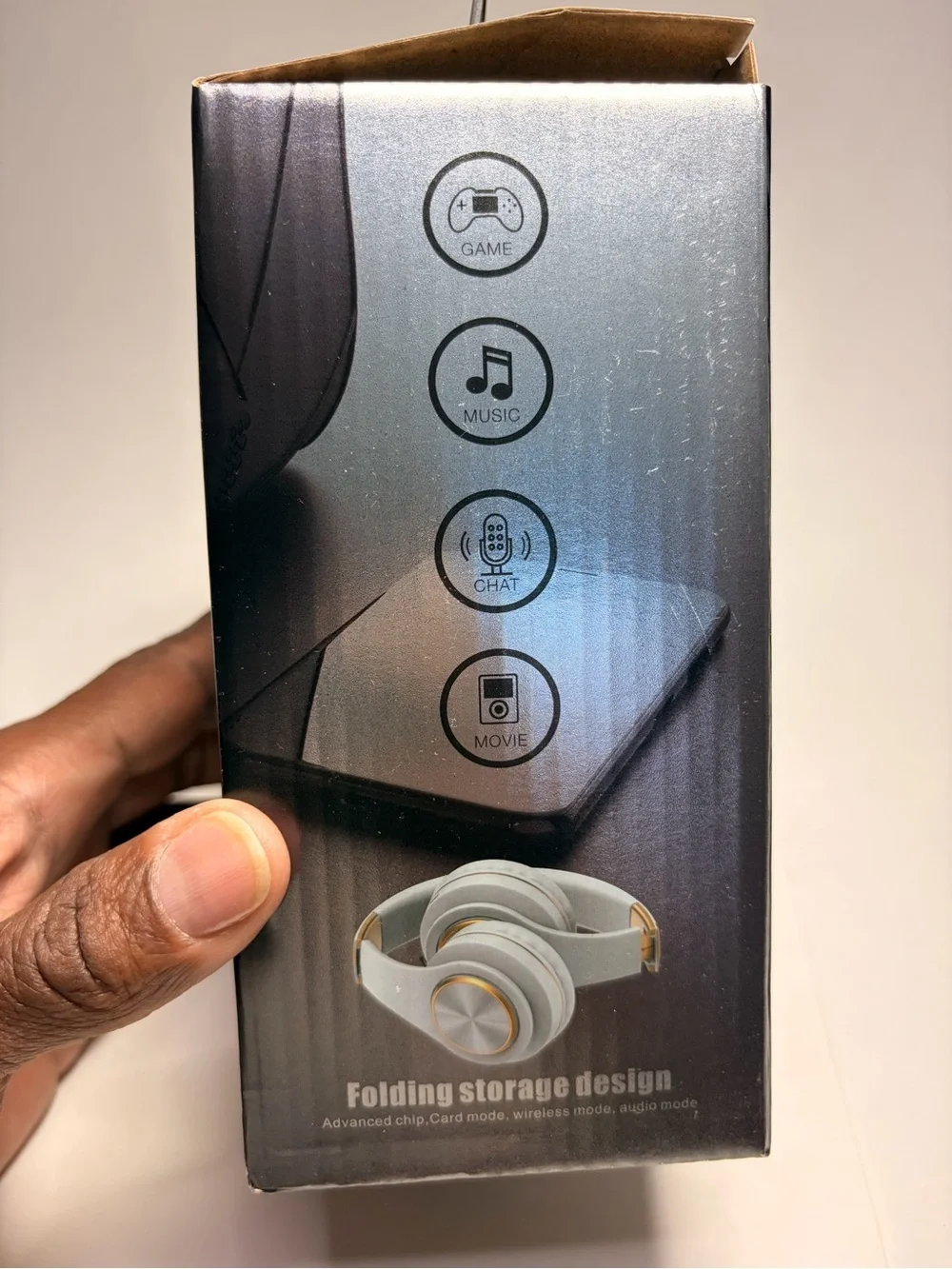 T8 Wireless Headphones in Light Gray with Gold Accents